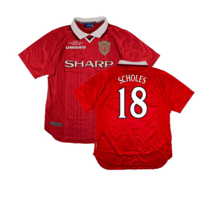 Manchester United 1999-00 European Home Shirt (XL) (Excellent) (Scholes 18)