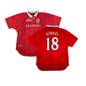 Manchester United 1999-2000 Champions League Home Shirt (XXL) (Excellent) (Scholes 18)_0