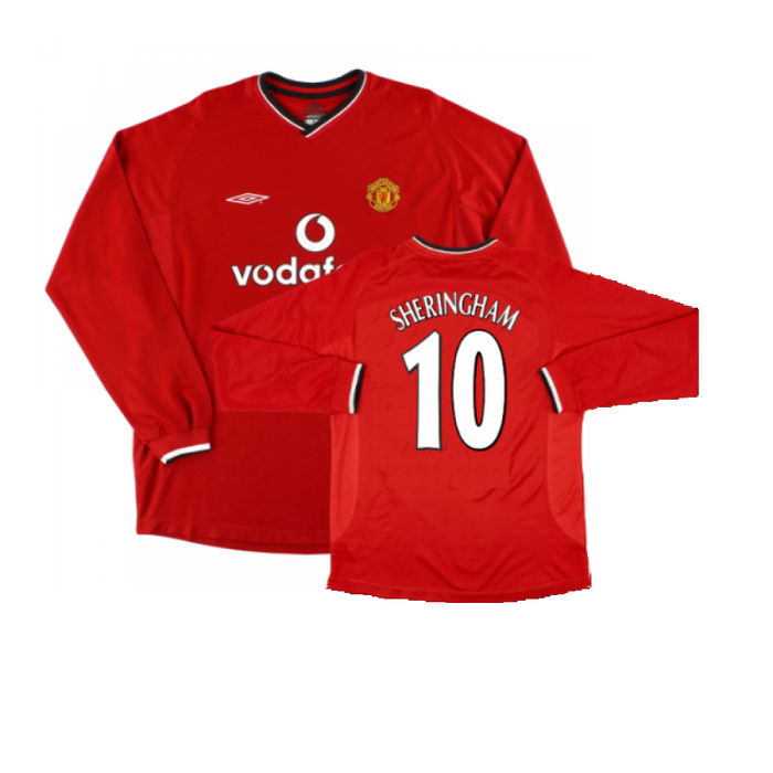 Manchester United 2000-02 Long Sleeved Home Shirt (XXL) (Excellent) (Sheringham 10)