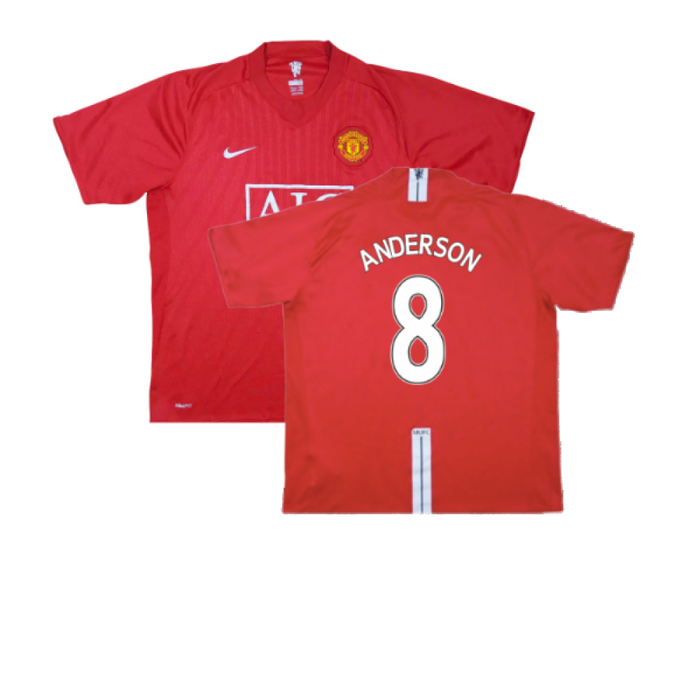 Manchester United 2007-09 Home Shirt (Very Good) (Anderson 8)