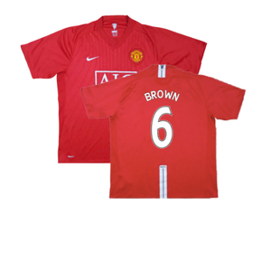 Manchester United 2007-09 Home Shirt (Excellent) (Brown 6)_0