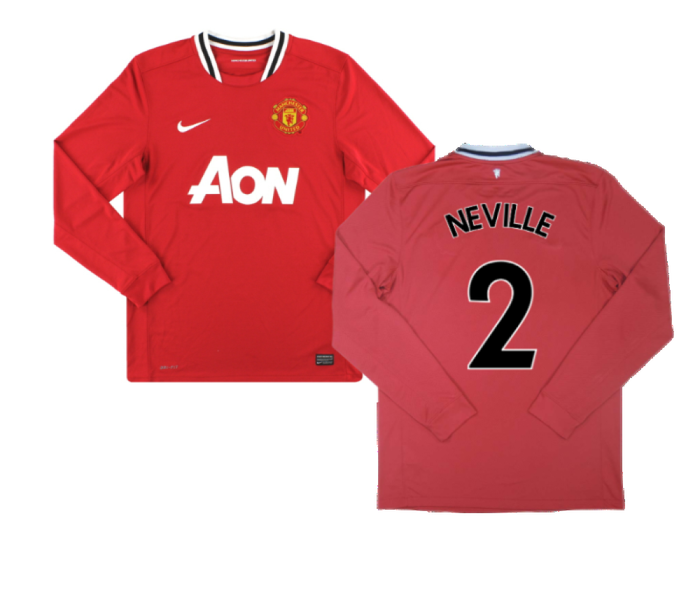 Manchester United 2011-12 Home Long Sleeve Shirt (M) Rooney #10 (Excellent) (NEVILLE 2)