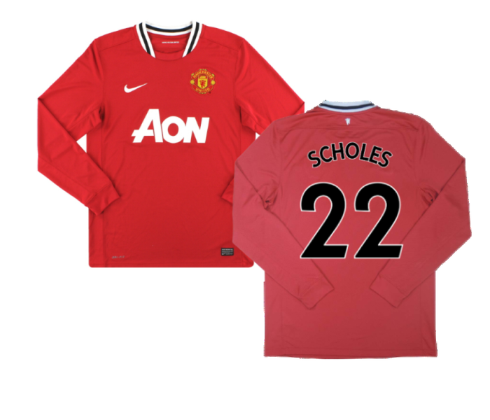 Manchester United 2011-12 Home Long Sleeve Shirt (M) Rooney #10 (Excellent) (Scholes 22)