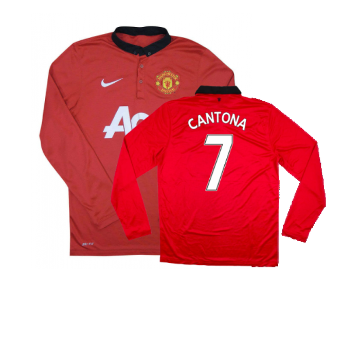 Manchester United 2013-14 Home Long Sleeve Shirt (L) (Mint) (Cantona 7)