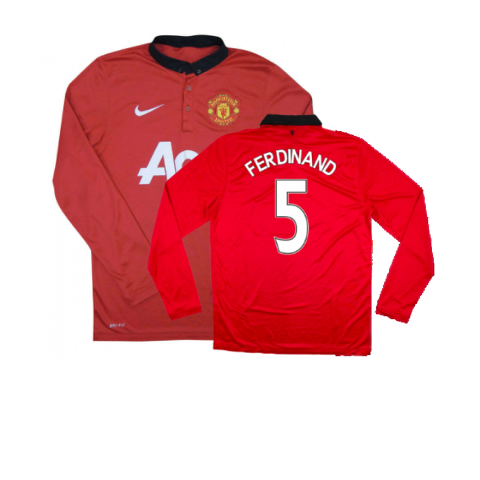 Manchester United 2013-14 Home Long Sleeve Shirt (L) (Mint) (Ferdinand 5)