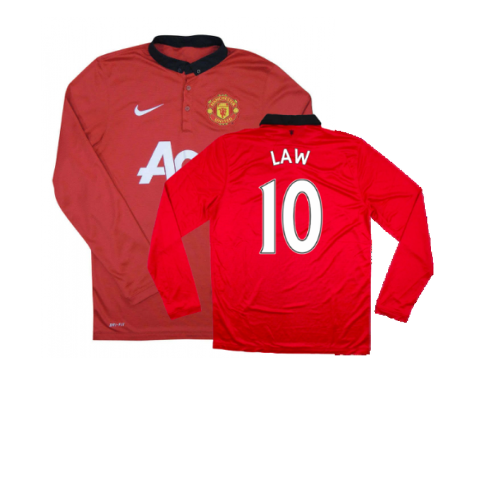 Manchester United 2013-14 Home Long Sleeve Shirt (L) (Mint) (Law 10)