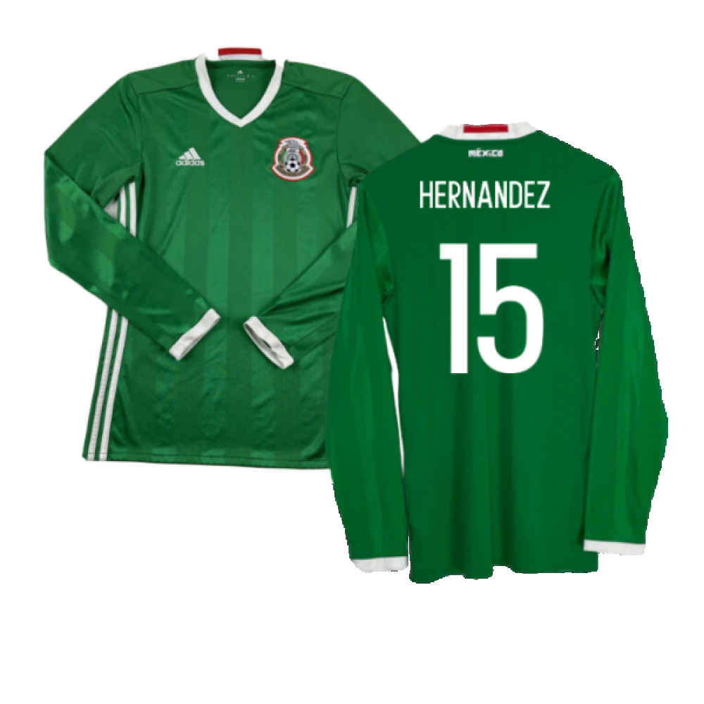 Mexico 2016-2017 Long Sleeve Home Shirt (XL) (Excellent) (Hernandez 15)_0