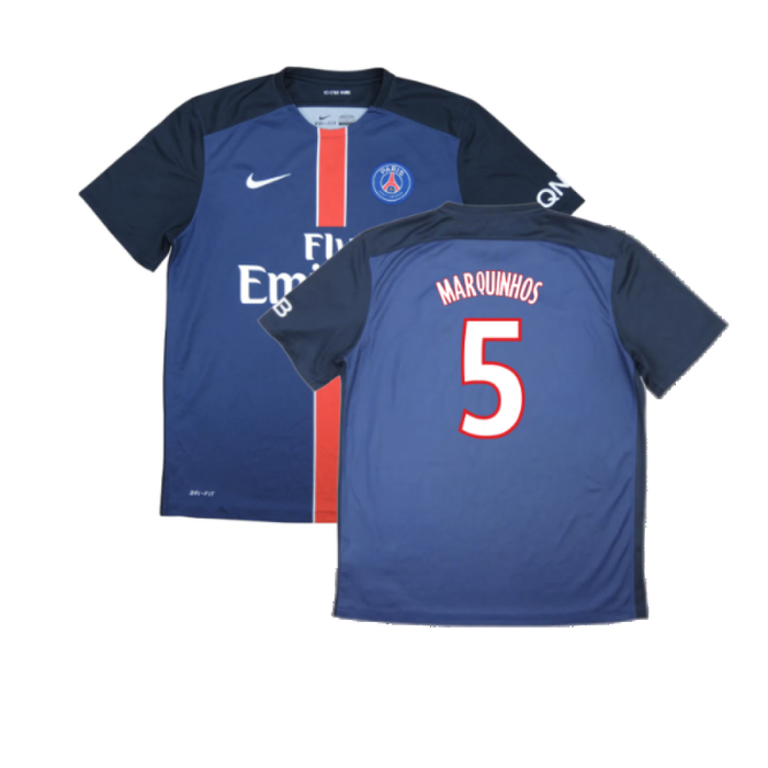 PSG 2015-16 Home Shirt (XL) (Mint) (Marquinhos 5)