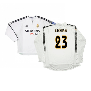 Real Madrid 2003-04 Home Long Sleeve Shirt (M) (Mint) (Beckham 23)_0