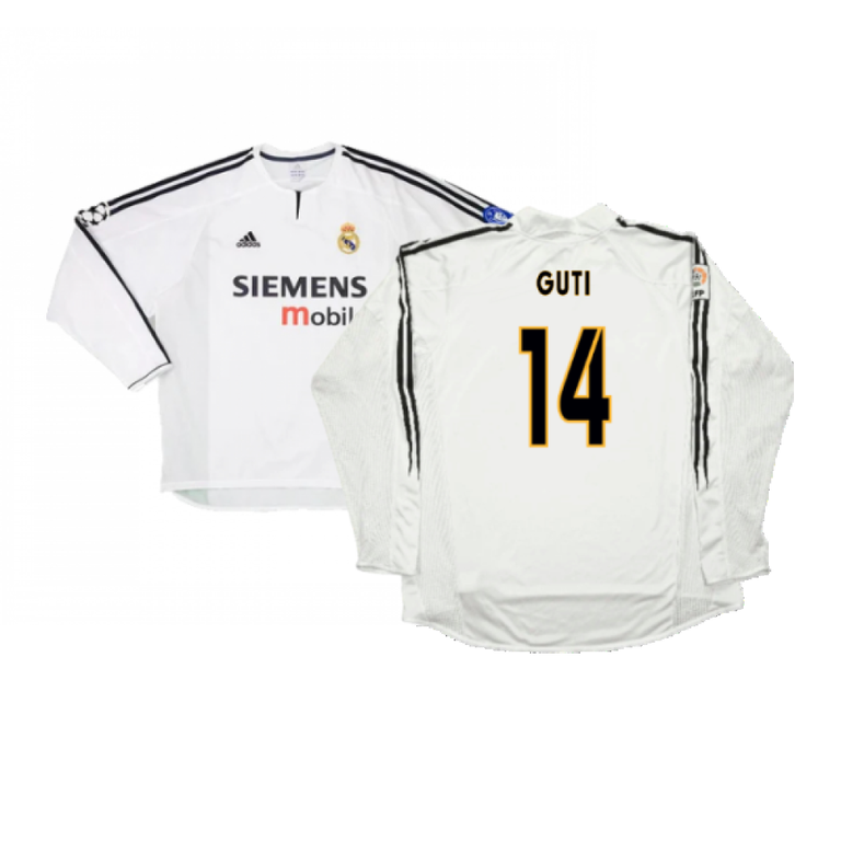 Real Madrid 2003-04 Home Long Sleeve Shirt (M) (Mint) (Guti 14