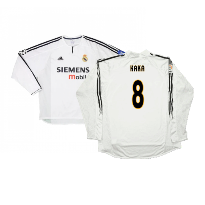 Real Madrid 2003-04 Home Long Sleeve Shirt (M) (Mint) (Kaka 8)