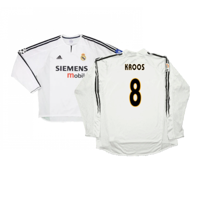 Real Madrid 2003-04 Home Long Sleeve Shirt (M) (Mint) (Kroos 8)