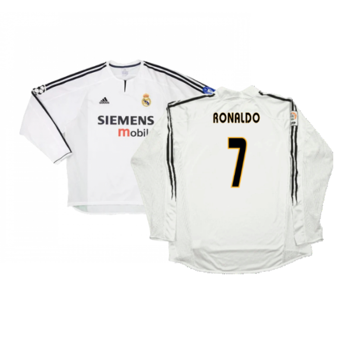 Real Madrid 2003-04 Home Long Sleeve Shirt (M) (Mint) (Ronaldo 7)