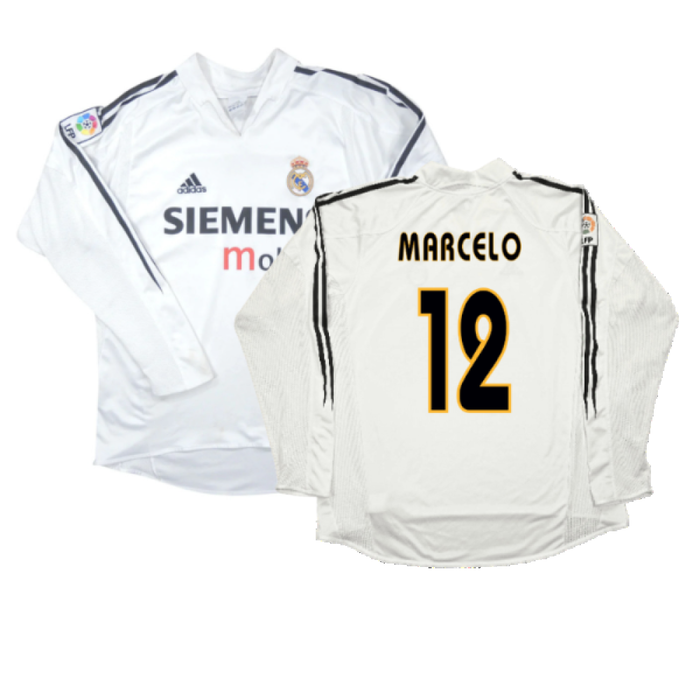 Real Madrid 2004-05 Long Sleeve Home Shirt (M) (Excellent) (MARCELO 12)