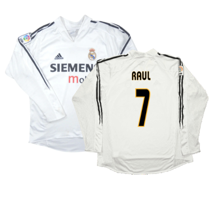 Real Madrid 2004-05 Long Sleeve Home Shirt (M) (Excellent) (RAUL 7)