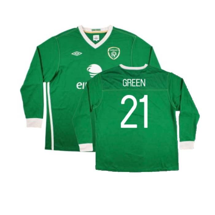 Republic of Ireland 2011-12 Long Sleeve Home Shirt (2XL) (Excellent) (Green 21)