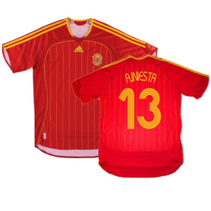 Spain 2006-08 Home Shirt (M) (Mint) (A.Iniesta 13)