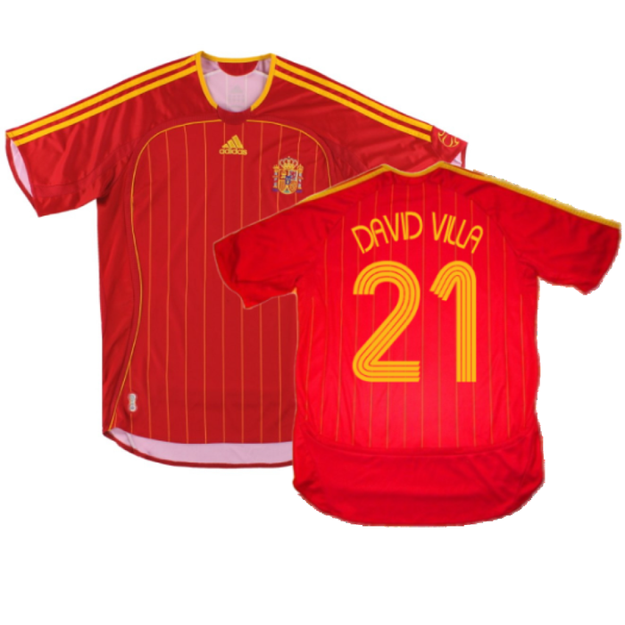 Spain 2006-08 Home Shirt (M) (Mint) (David Villa 21)