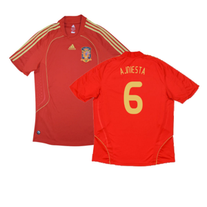 Spain 2008-2009 Home Shirt (M) (Excellent) (A.Iniesta 6)_0