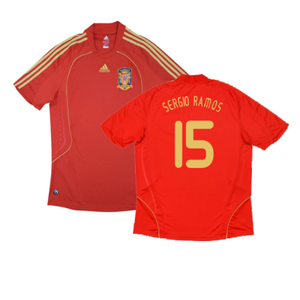 Spain 2008-2009 Home Shirt (Excellent) (Sergio Ramos 15)_0