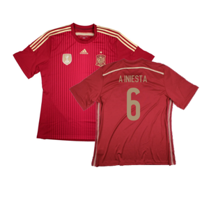 Spain 2014-2015 Home Shirt (World Cup Badge) (L) (Mint) (A Iniesta 6)_0