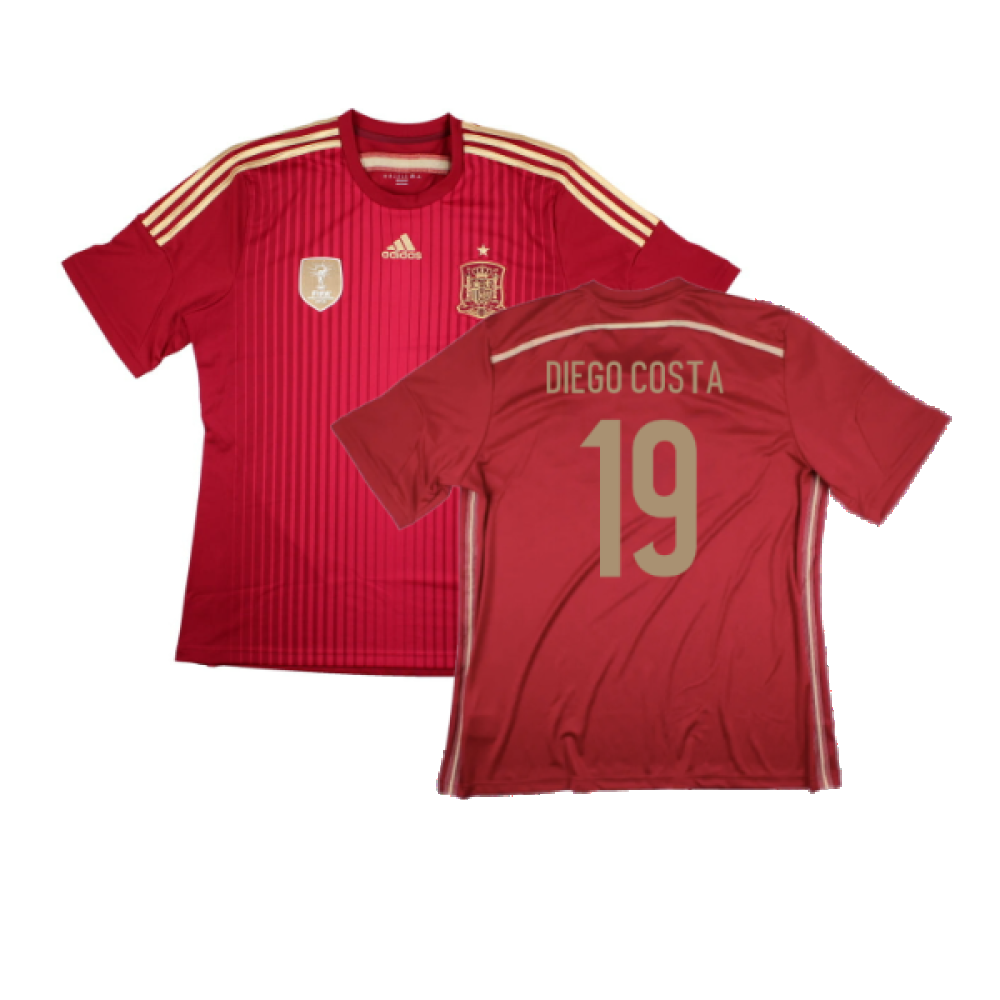 Spain 2014-2015 Home Shirt (World Cup Badge) (L) (Mint) (Diego Costa 19)_0