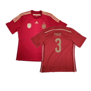 Spain 2014-2015 Home Shirt (World Cup Badge) (L) (Mint) (Pique 3)_0