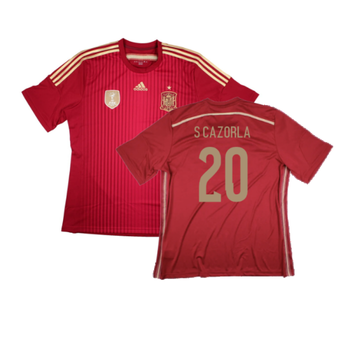 Spain 2014-2015 Home Shirt (World Cup Badge) (XL) (Excellent) (S Cazorla 20)