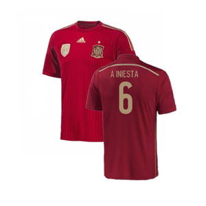 Spain 2015-16 Home Shirt (Excellent) (A Iniesta 6)_0