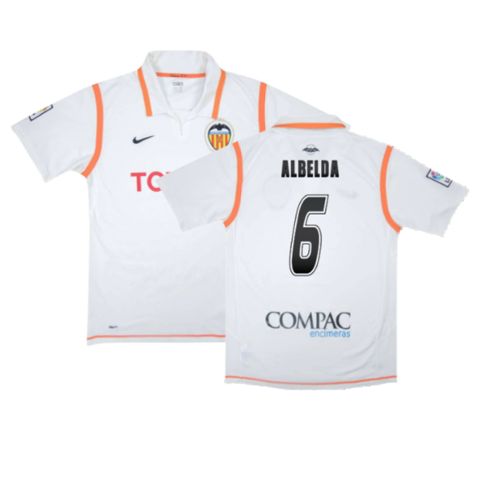 Valencia 2007-08 Home Shirt (XL) (Excellent) (Albelda 6)