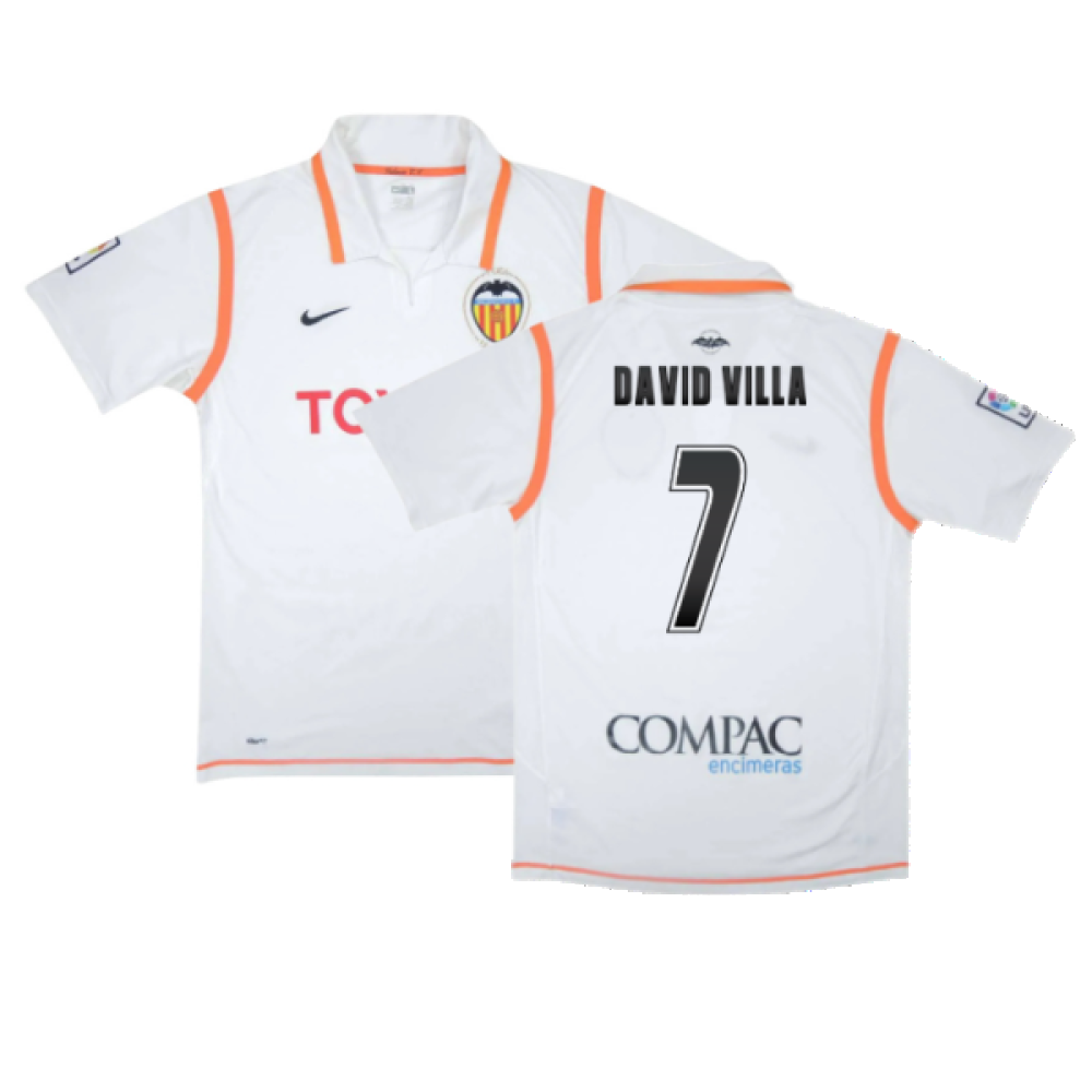 Valencia 2007-08 Home Shirt (XL) (Excellent) (David Villa 7