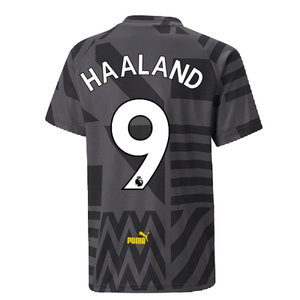 2022-2023 Man City Pre-Match Jersey (Black) - Kids (HAALAND 9)_2