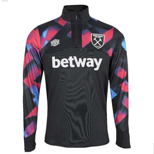 2022-2023 West Ham Warm Up Quarter Zip (S) - Black_0