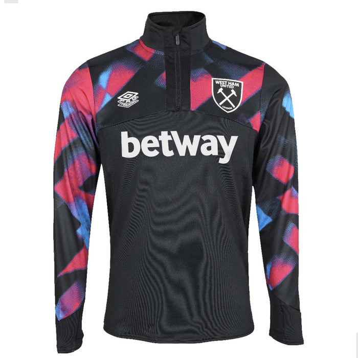 2022-2023 West Ham Warm Up Quarter Zip (S) - Black